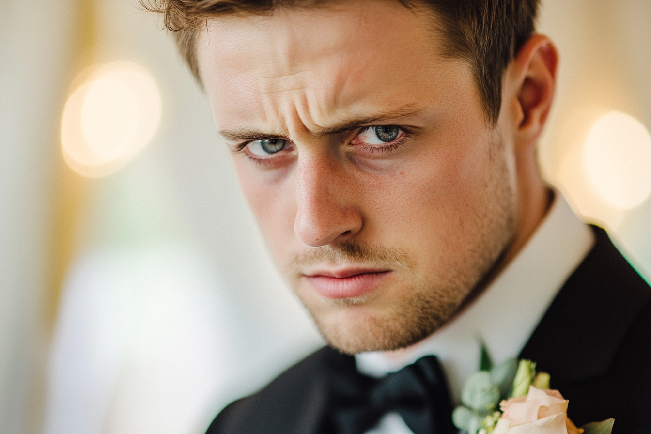 Un novio con el ceño fruncido | Fuente: Midjourney