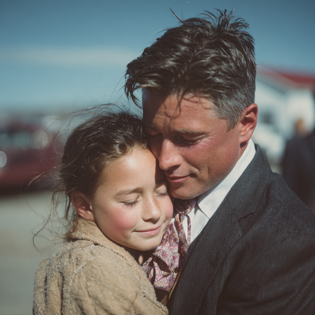 Una chica abrazando a un hombre | Fuente: Midjourney