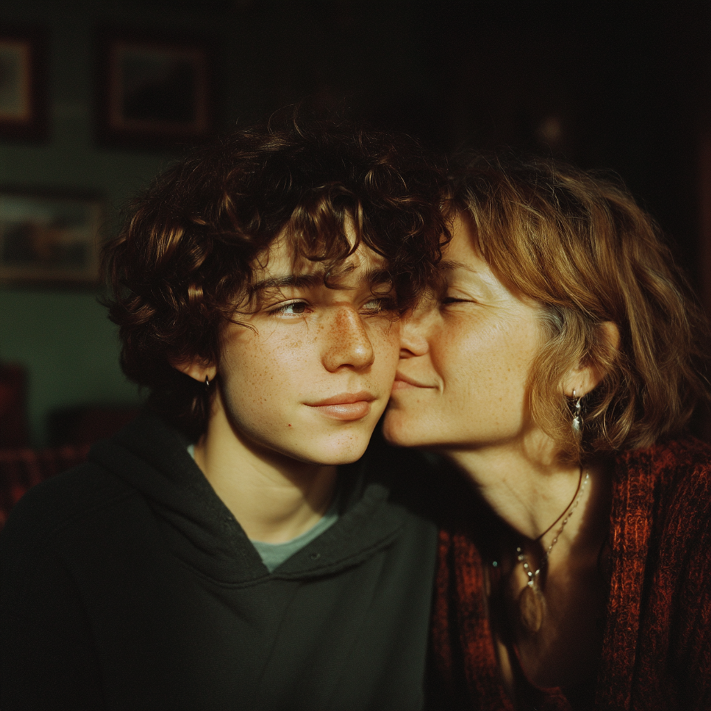Una madre besando a su hijo | Fuente: Midjourney