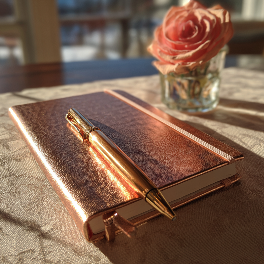 Un bolígrafo y un cuaderno sobre una mesa | Fuente: Midjourney
