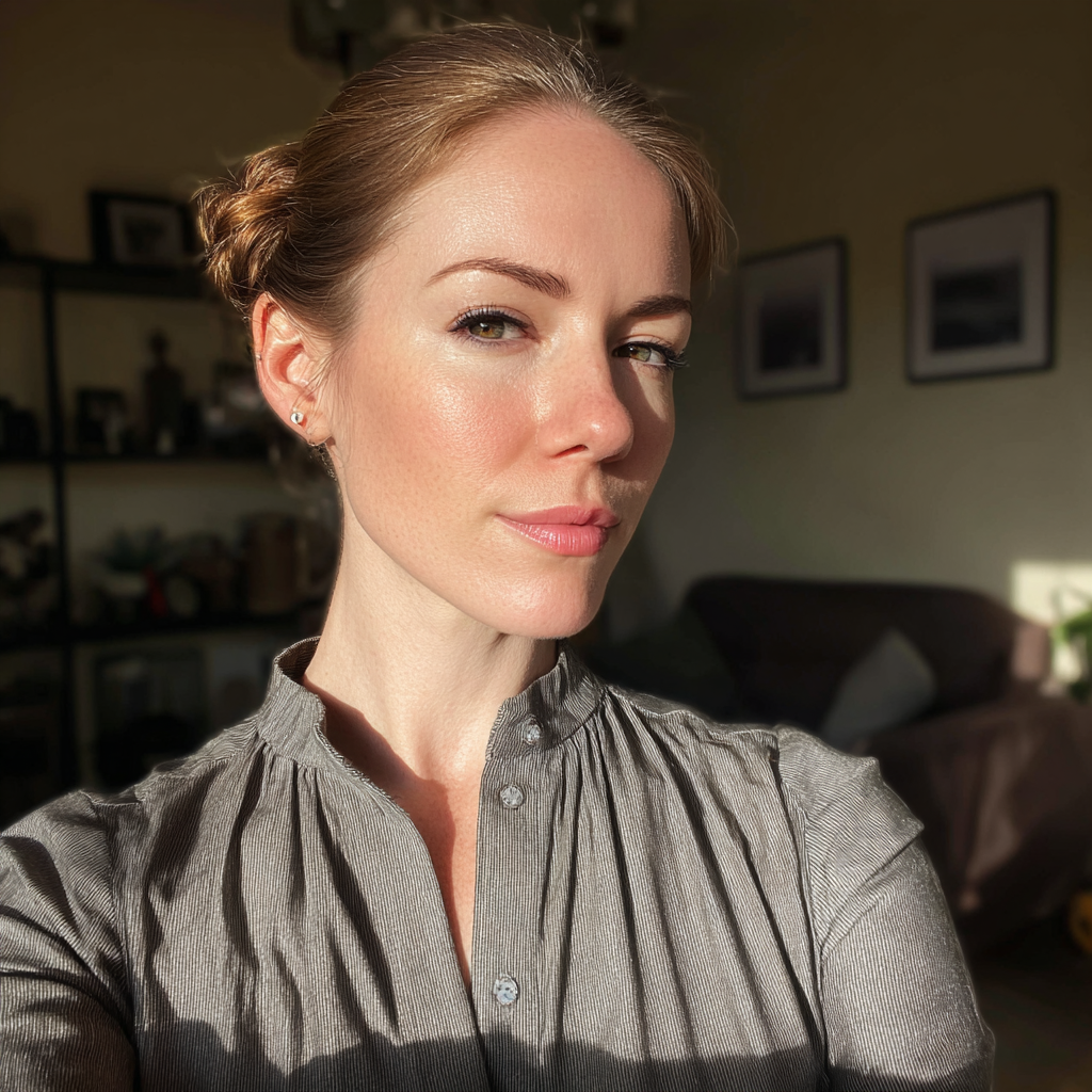 Una mujer con una camiseta gris | Fuente: Midjourney