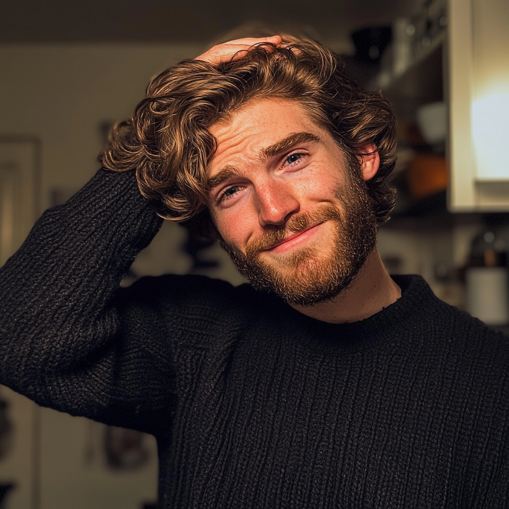 Un hombre sonriendo tímidamente | Fuente: Midjourney