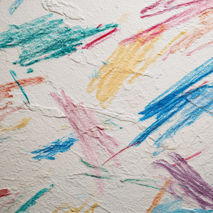 Primer plano de arañazos de colores en una pared | Fuente: Midjourney
