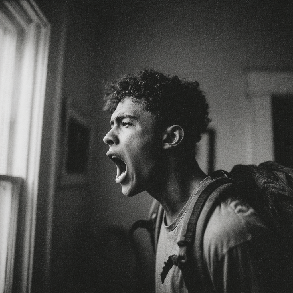 Un adolescente angustiado gritando | Fuente: Midjourney