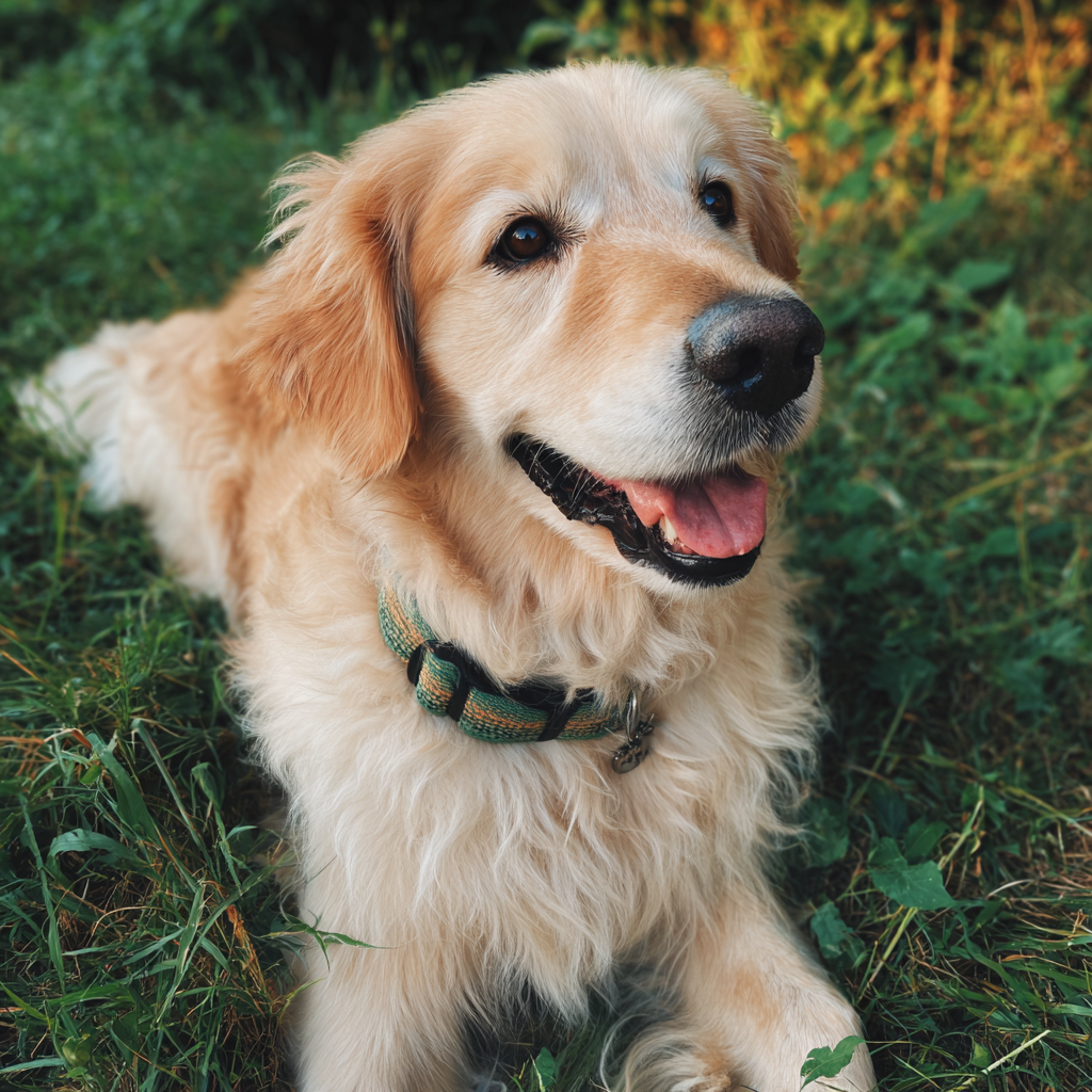 Primer plano de un perro feliz | Fuente: Midjourney