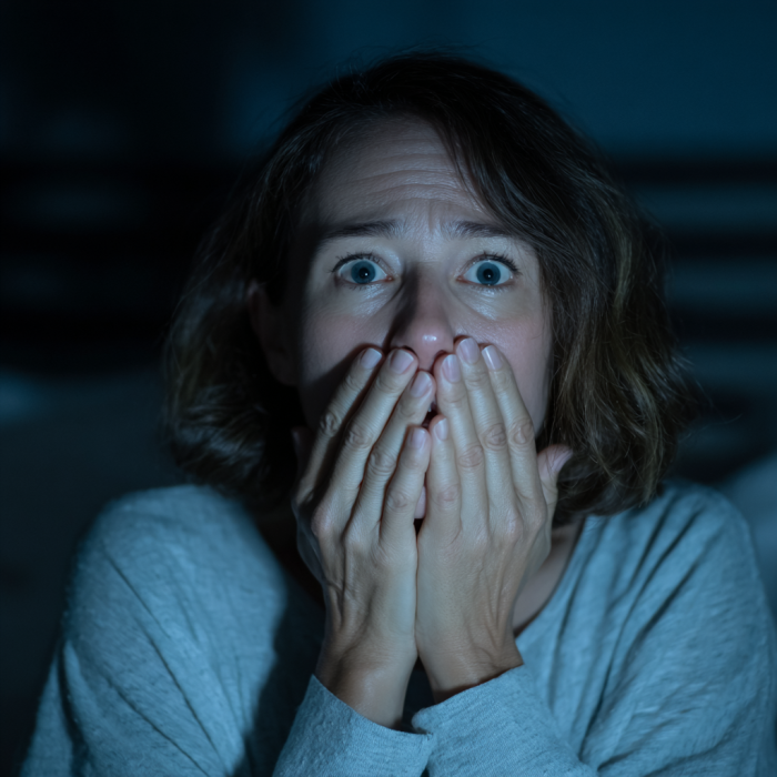 Una mujer extremadamente conmocionada | Fuente: Midjourney