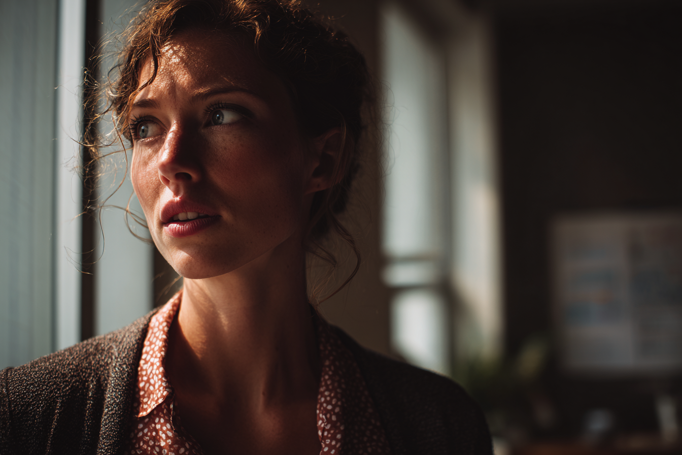 Una mujer de pie en una oficina | Fuente: Midjourney