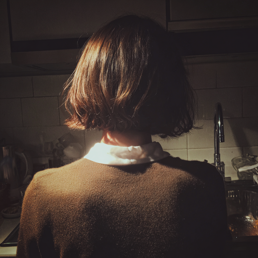 Una mujer ante un lavabo | Fuente: Midjourney