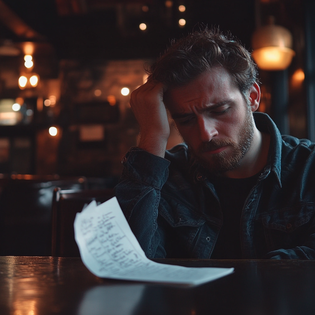 Un hombre triste en un pub | Fuente: Midjourney