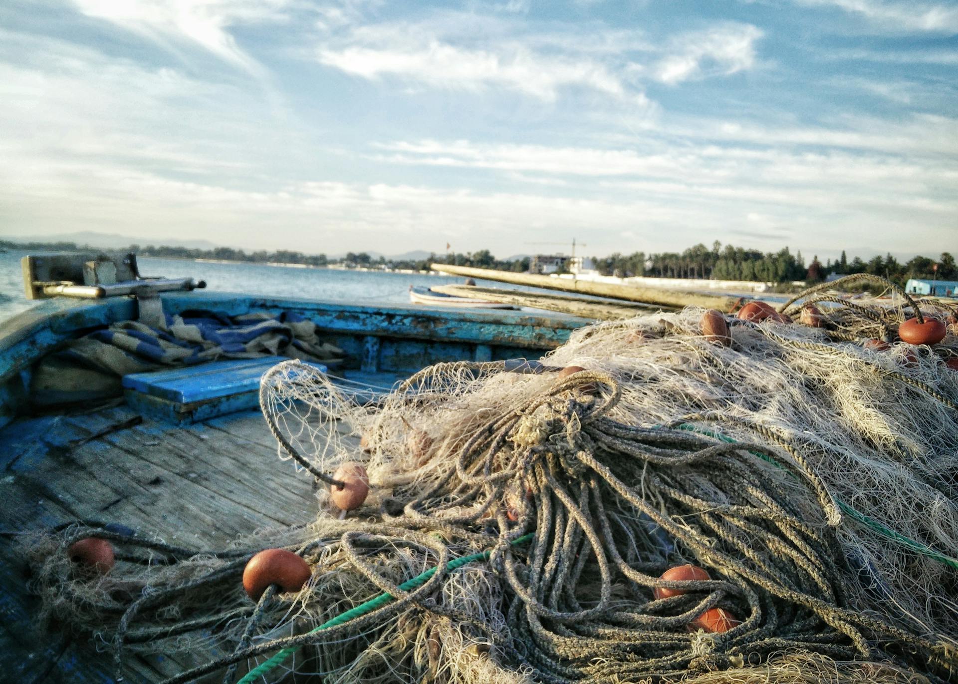 Red de pesca en un barco | Fuente: Pexels