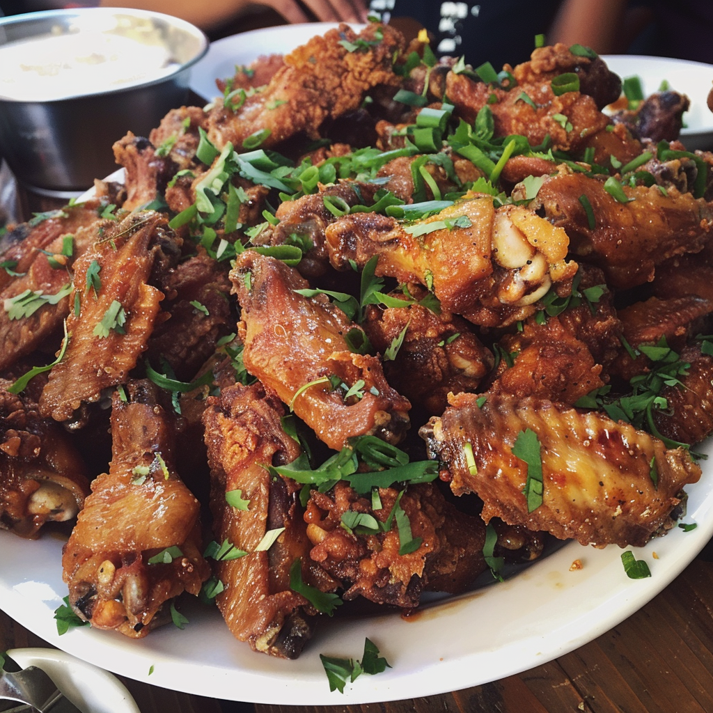 Una fuente de alitas de pollo | Fuente: Midjourney