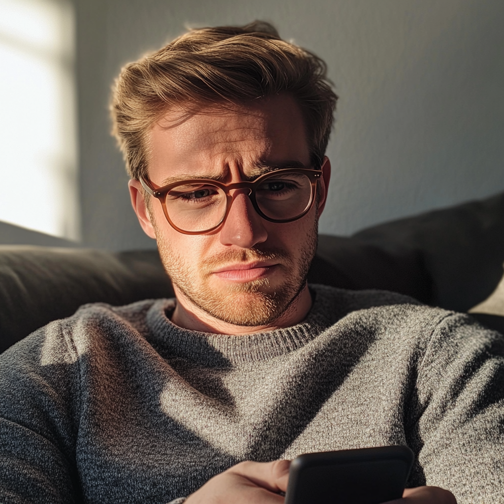 Un hombre emocionado usando su móvil | Fuente: Midjourney