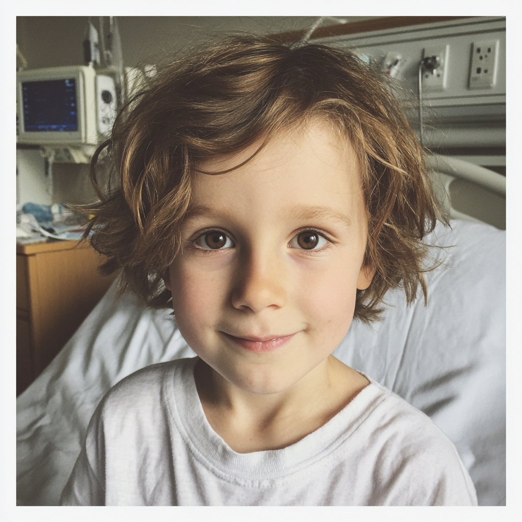 Un niño sentado en una cama de hospital | Fuente: Midjourney