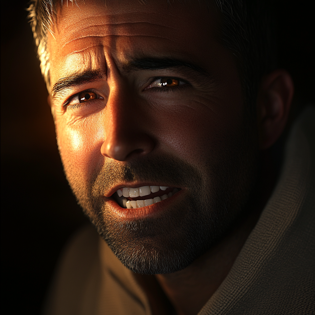 Un hombre serio hablando | Fuente: Midjourney