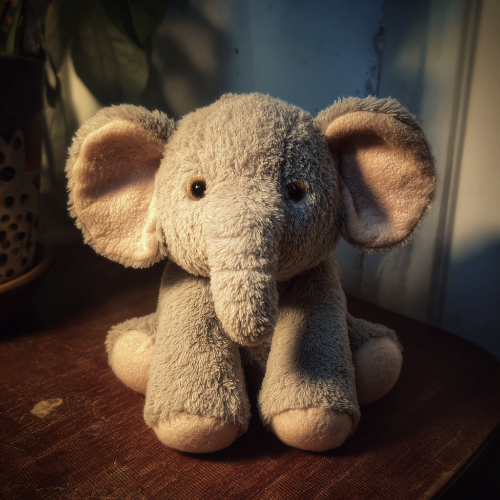 Un elefante de peluche | Fuente: Midjourney