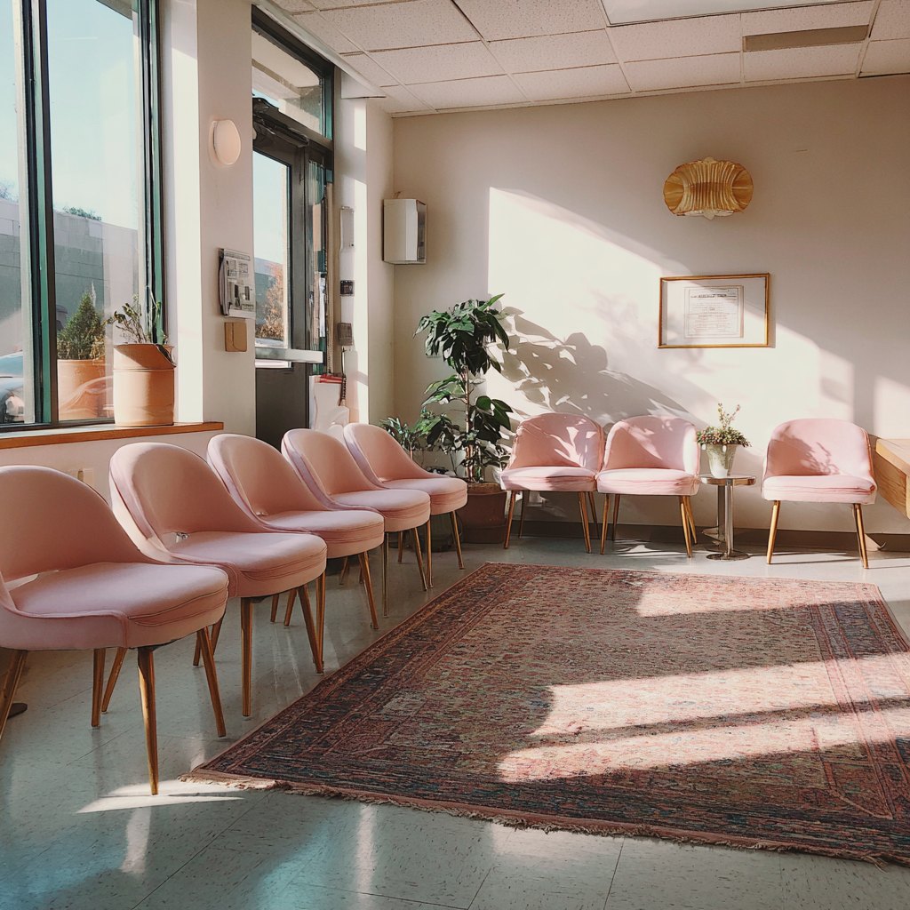 La sala de espera de una clínica para mujeres | Fuente: Midjourney