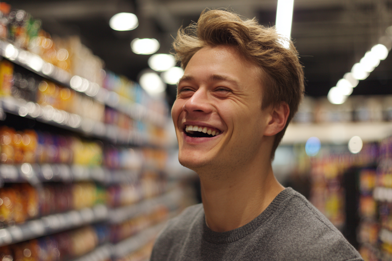 Un hombre riendo | Fuente: Midjourney