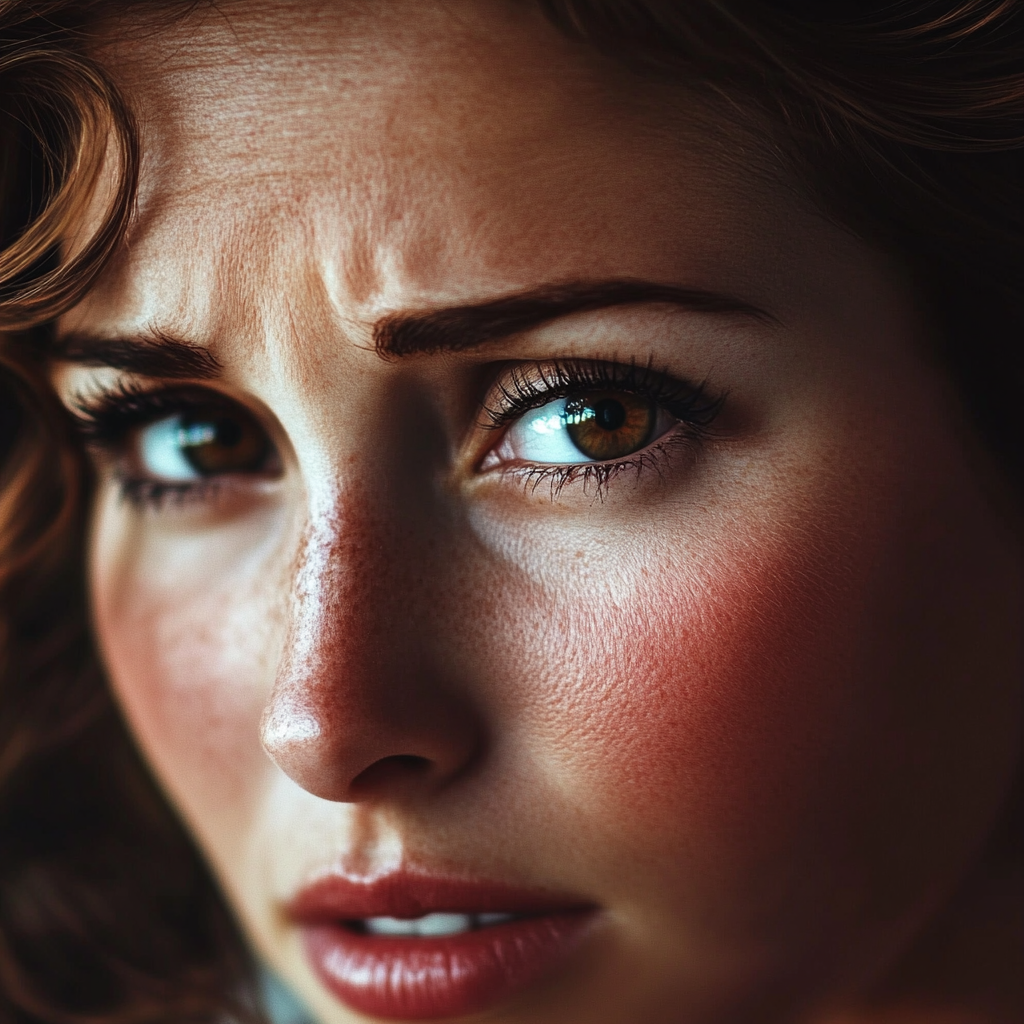 Una mujer mirando a alguien con tristeza | Fuente: Midjourney