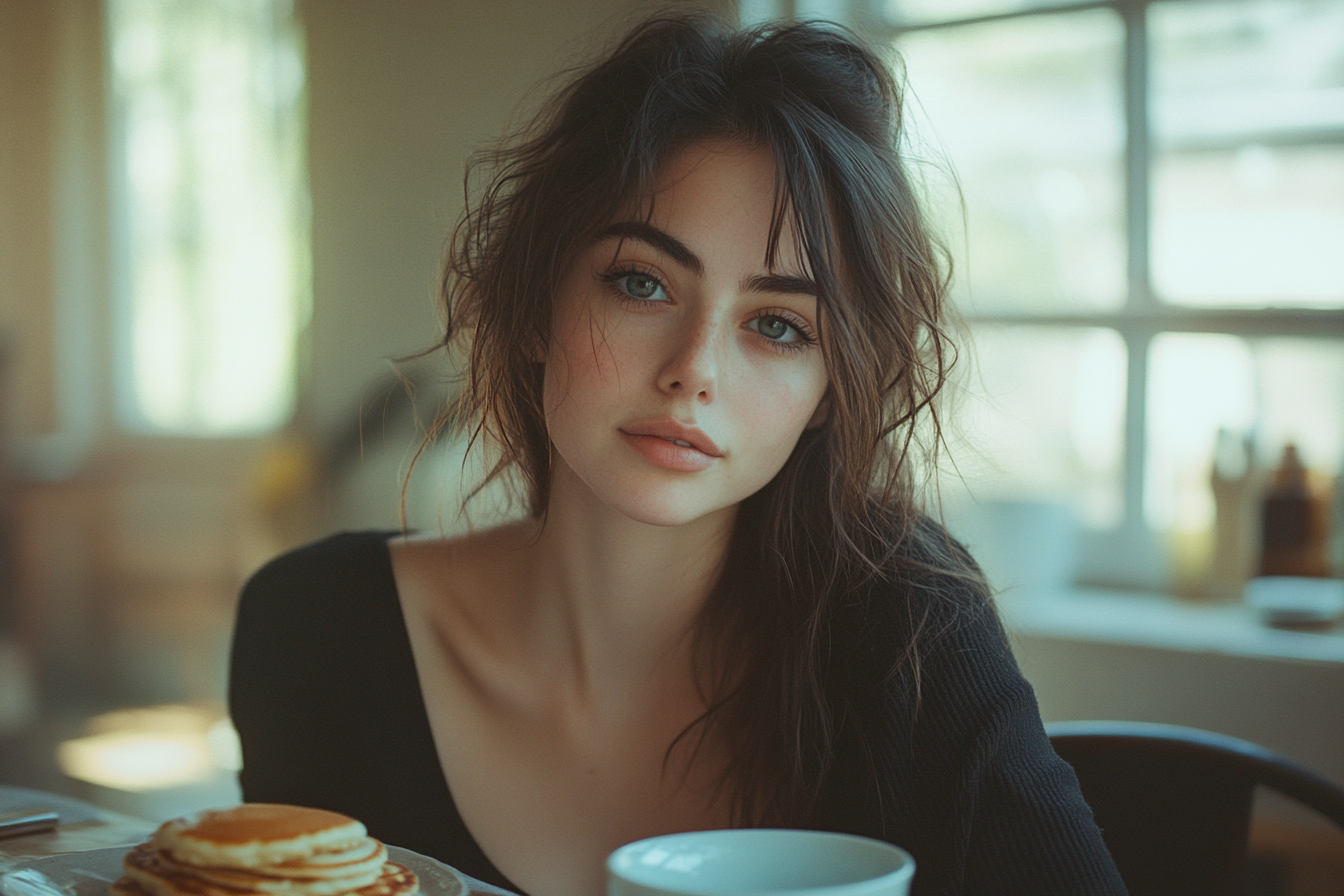 Mujer desayunando | Fuente: Midjourney