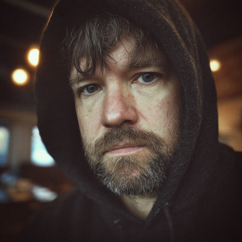 Un hombre con una sudadera negra con capucha | Fuente: Midjourney