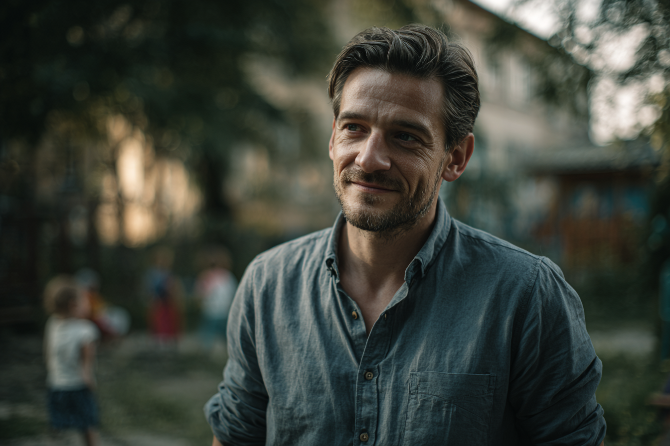 Un hombre de pie en un parque | Fuente: Midjourney