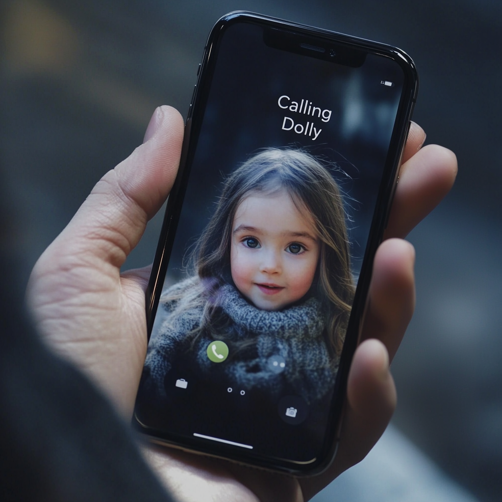 Un hombre sosteniendo un smartphone con la pantalla parpadeando una llamada saliente | Fuente: Midjourney