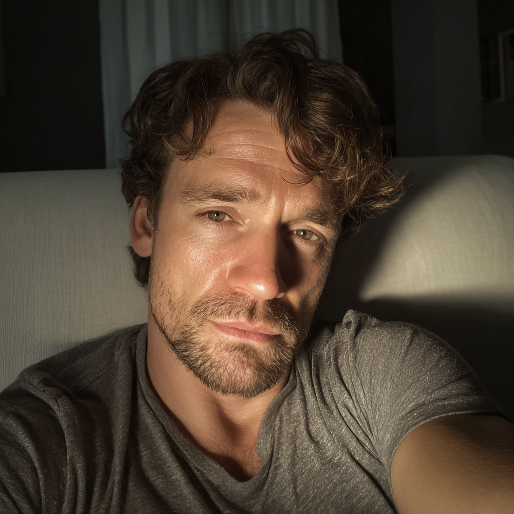 Un hombre disgustado sentado en un sofá | Fuente: Midjourney