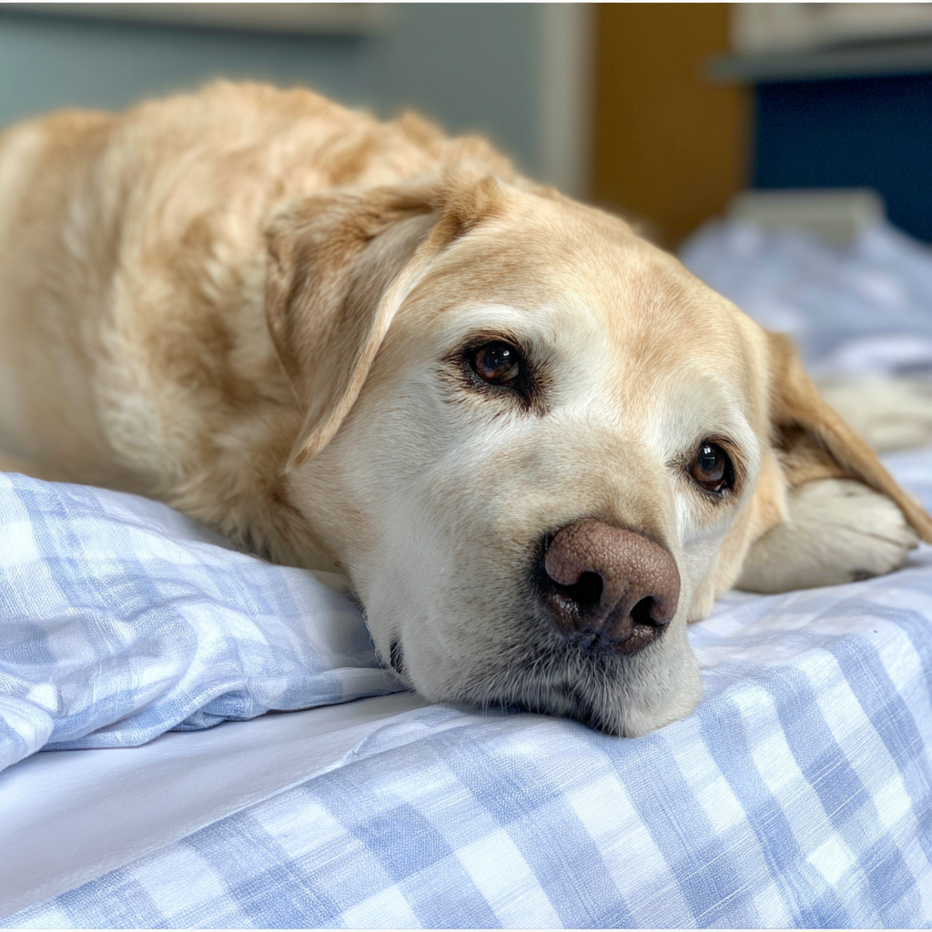 Un perro recuperándose tras una operación | Fuente: Midjourney