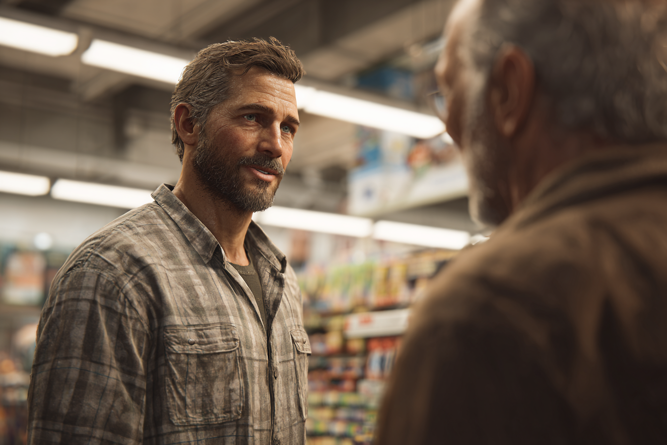 Un hombre hablando con un anciano | Fuente: Midjourney