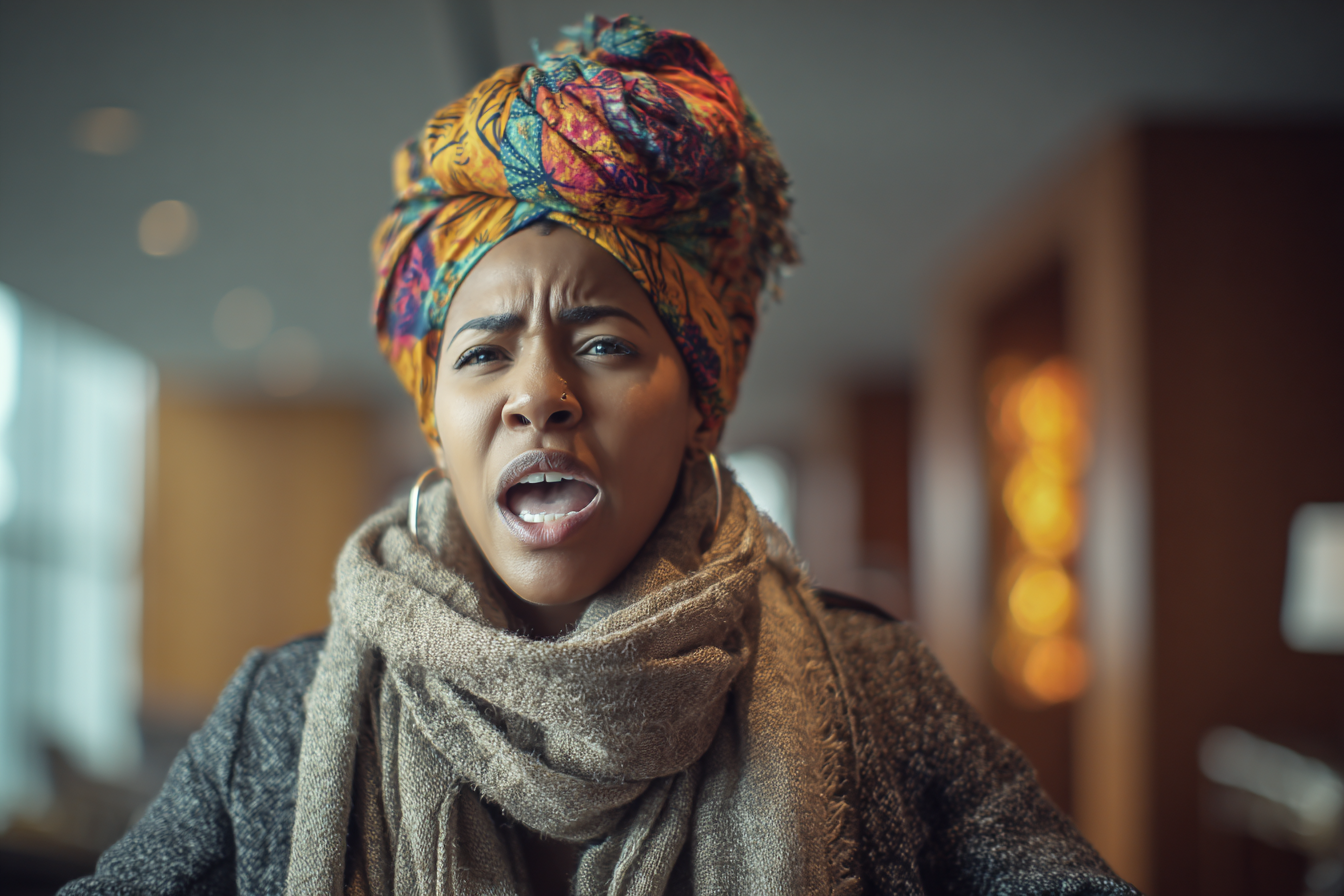 Una mujer gritando | Fuente: Midjourney