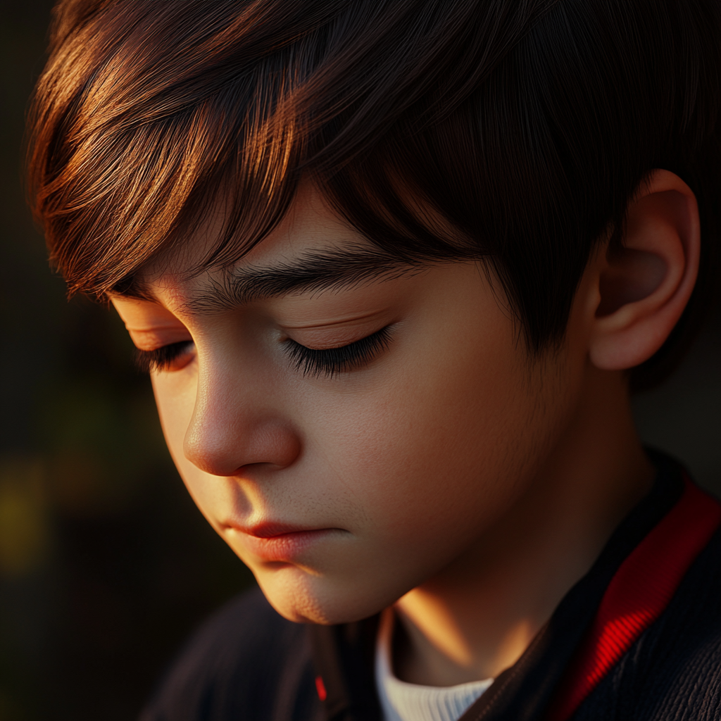 Un niño triste | Fuente: Midjourney