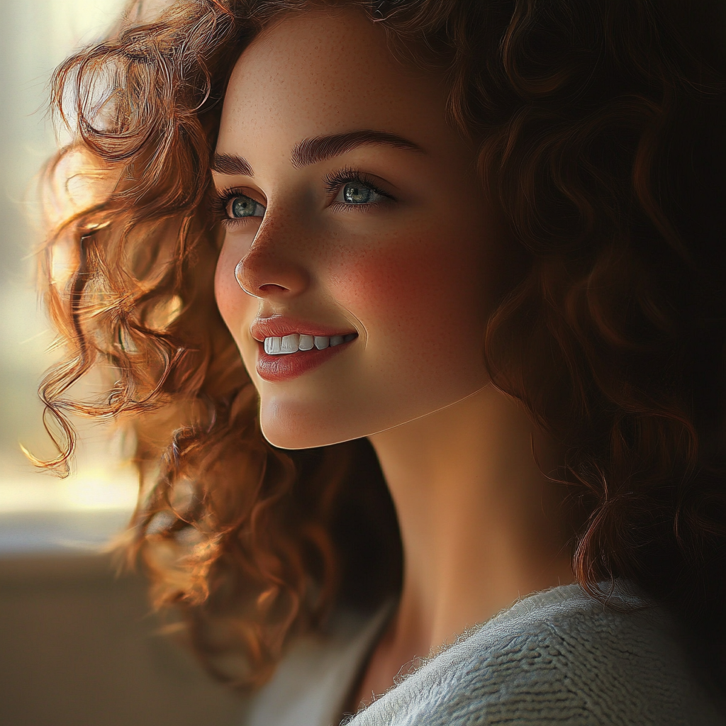 Una joven alegre sonriendo | Fuente: Midjourney