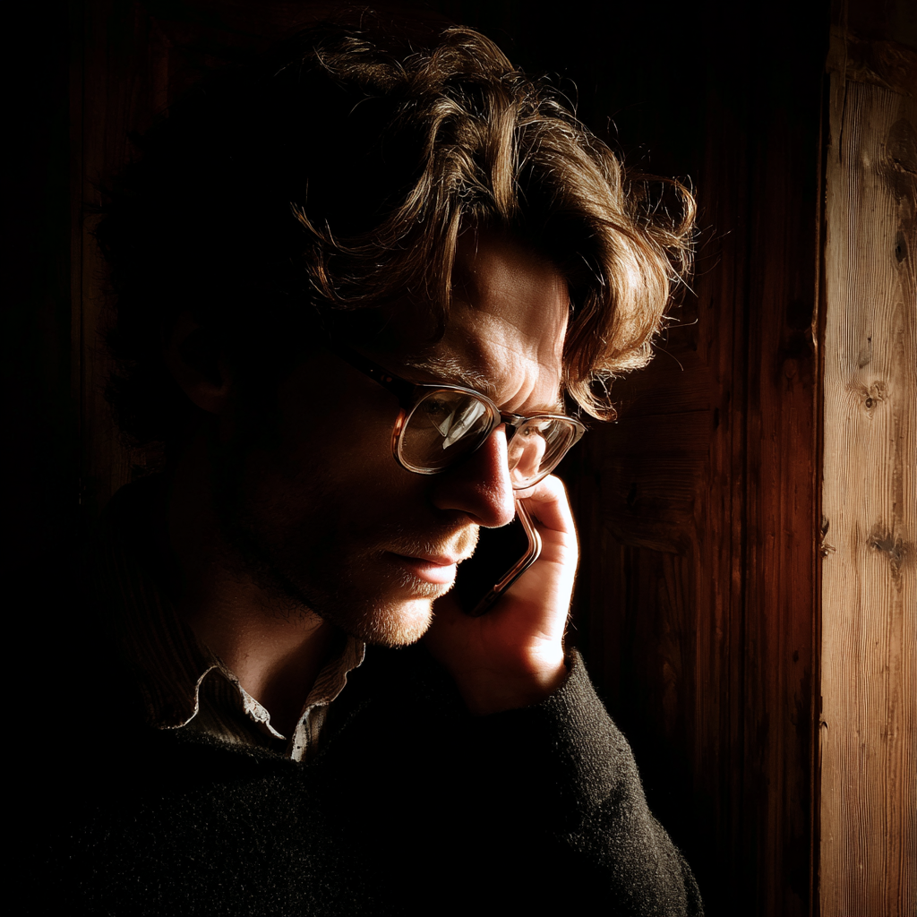 Un hombre ceñudo hablando por teléfono | Fuente: Midjourney