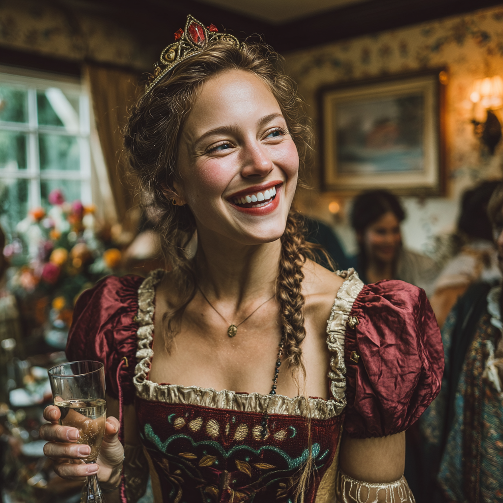 Una mujer feliz dando un discurso | Fuente: Midjourney