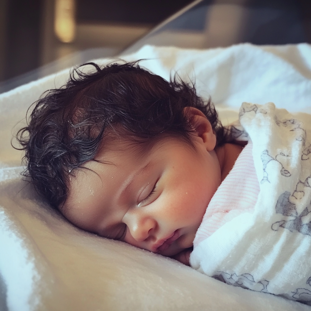 Una niña envuelta en pañales | Fuente: Midjourney