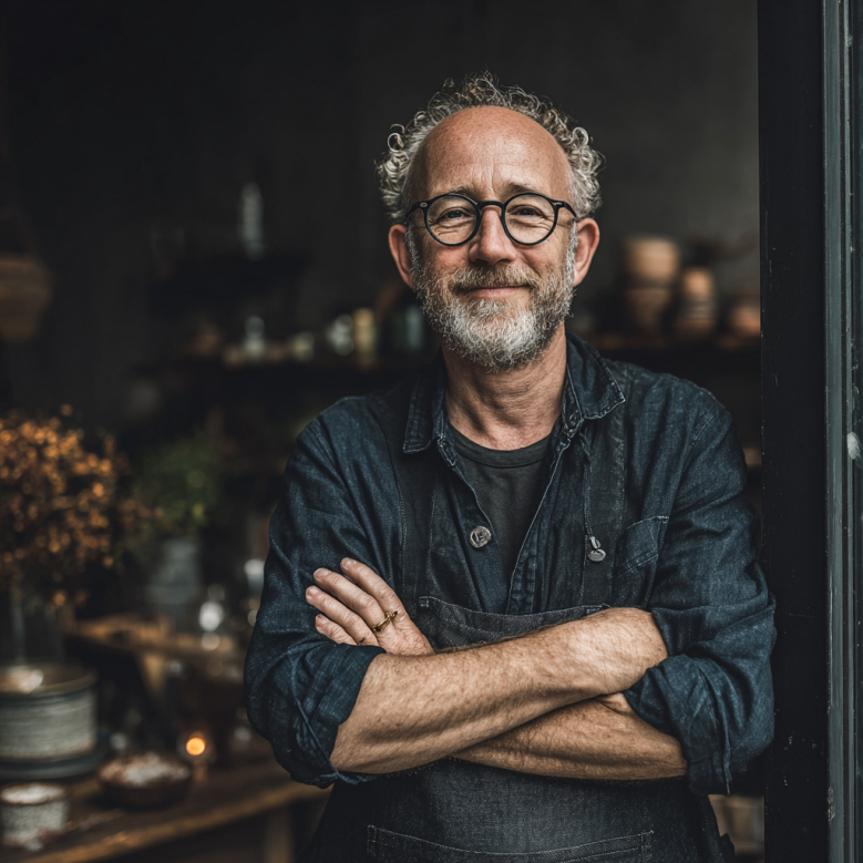 El feliz propietario de una cafetería | Fuente: Midjourney