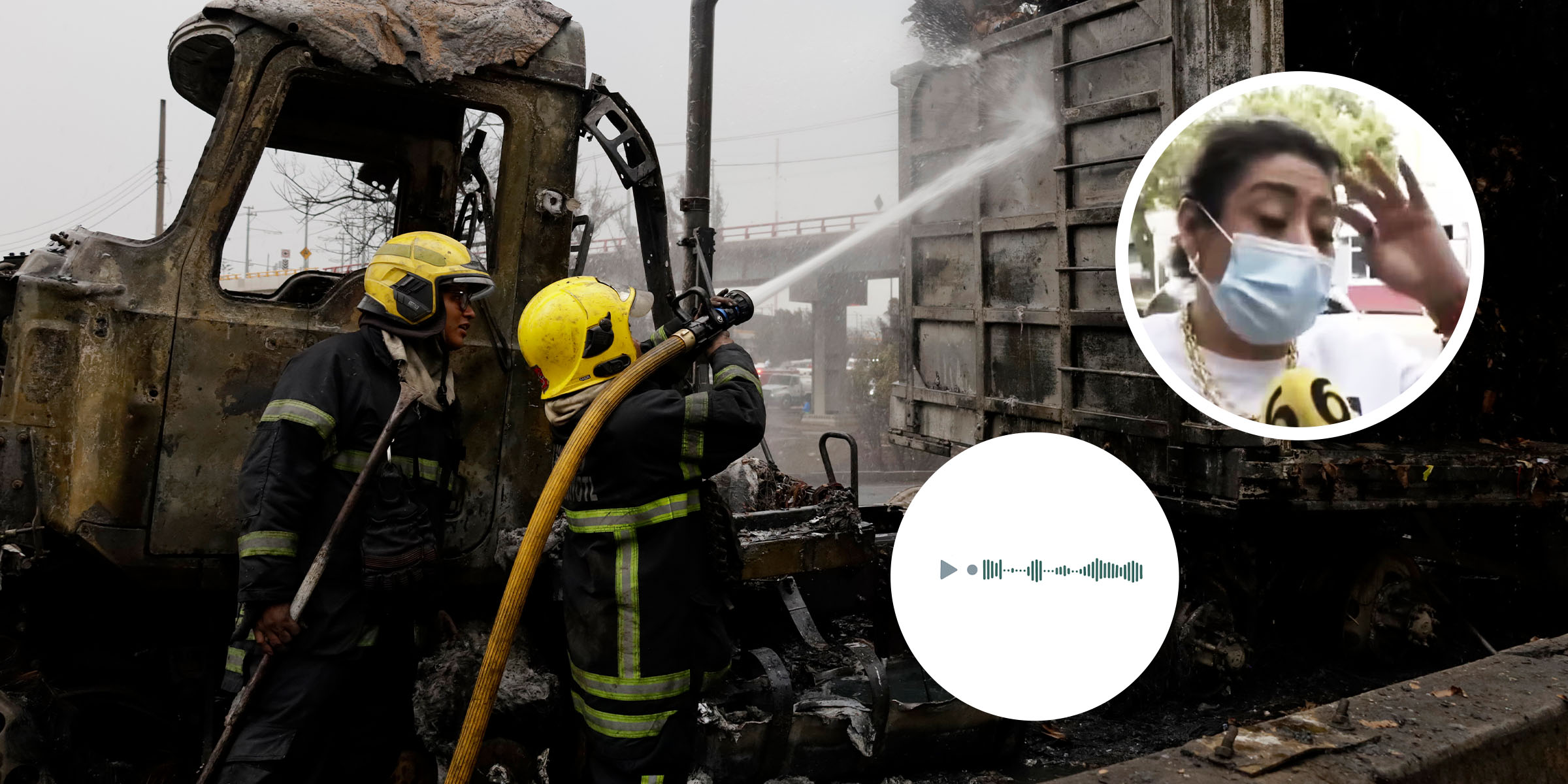 Bomberos trabajando en el lugar de la tragedia | La madre de Kevin Díaz, María Coral Montes de Oca | Fuente: Getty Images | X.com/rosaliliatorrs