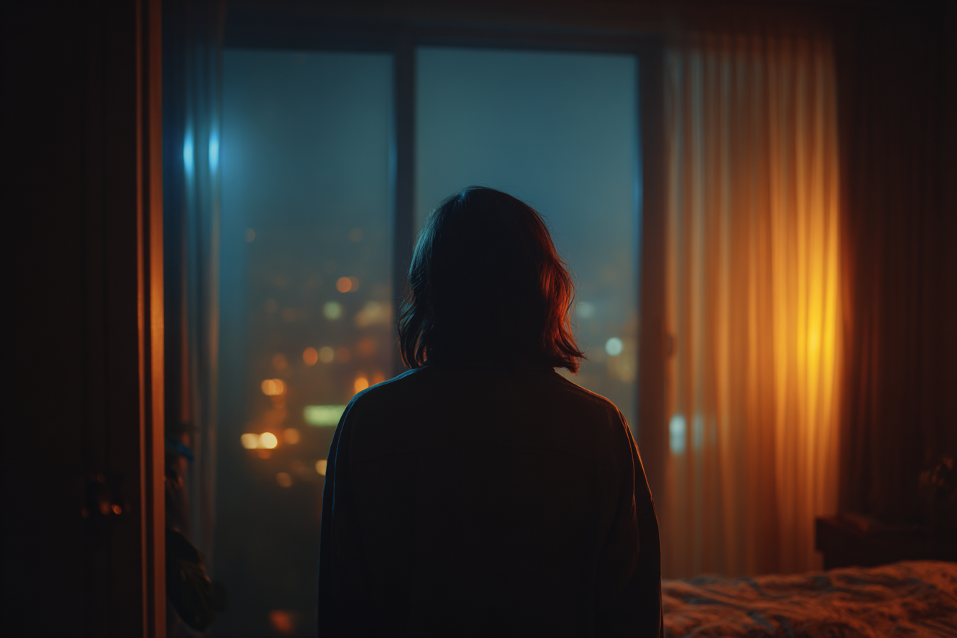 Una mujer mirando por la ventana | Fuente: Midjourney