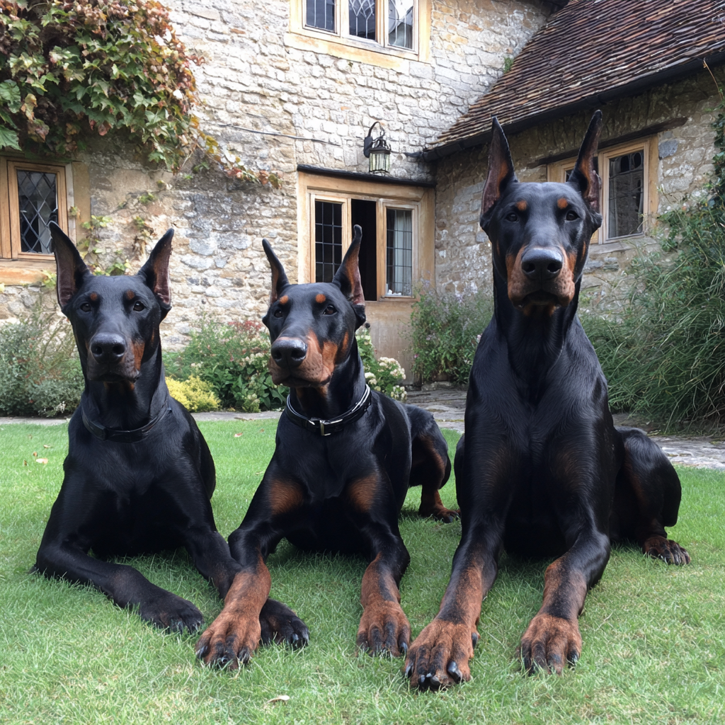 Tres grandes perros negros | Fuente: Midjourney