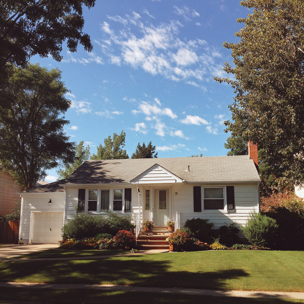 El exterior de una vivienda suburbana | Fuente: Midjourney