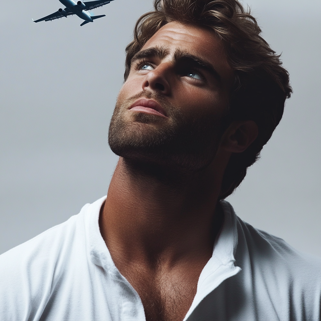 Un hombre mirando al cielo | Fuente: Midjourney