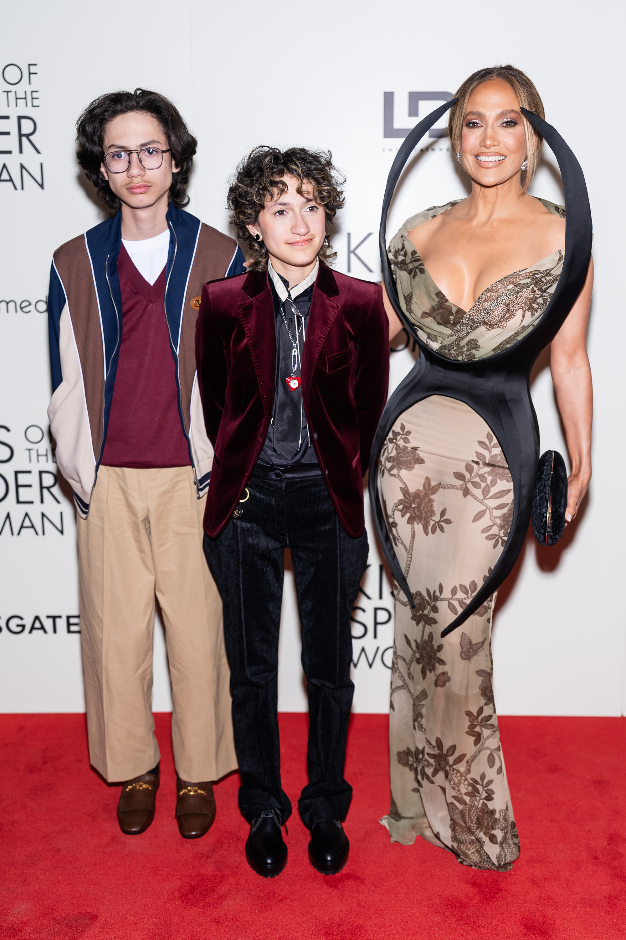 Max Muñiz, Emme Muñiz, and Jennifer Lopez attend a screening of "Kiss of the Spider Woman" at The Shed, New York, on October 6, 2025. | Source: Getty Images