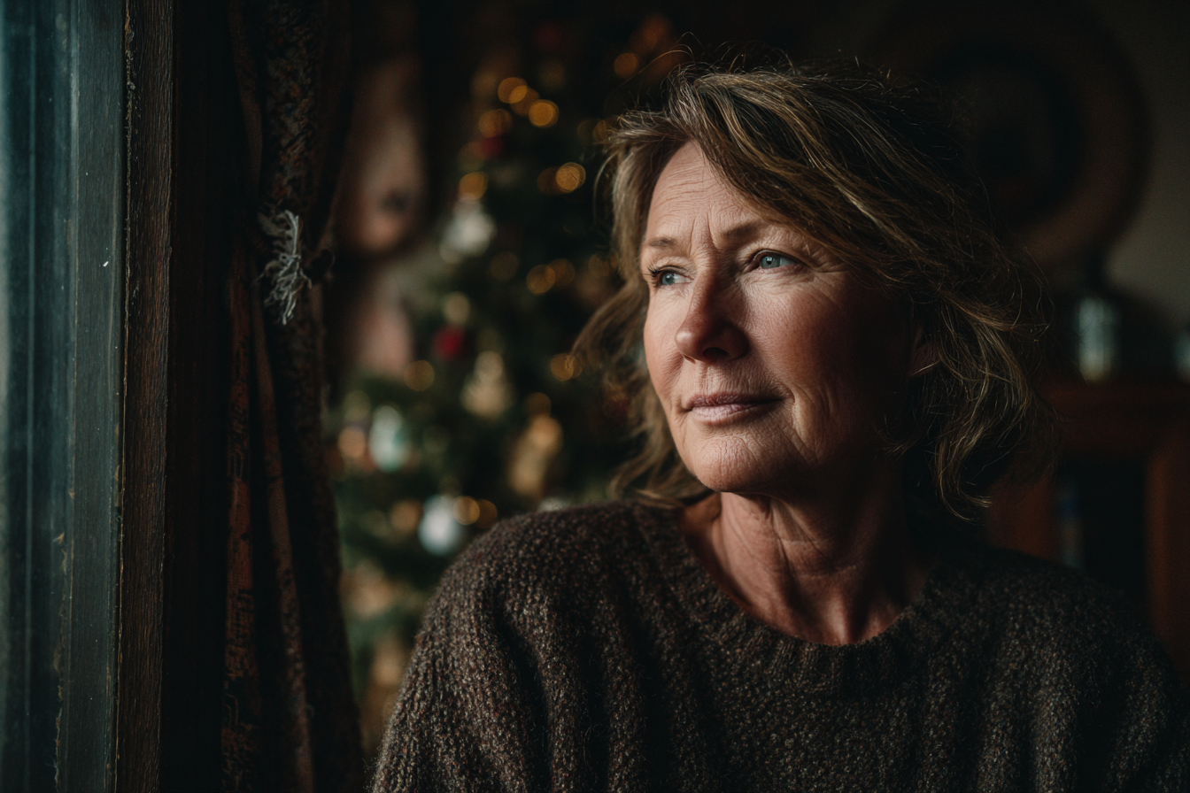 Una mujer mirando por la ventana | Fuente: Midjourney