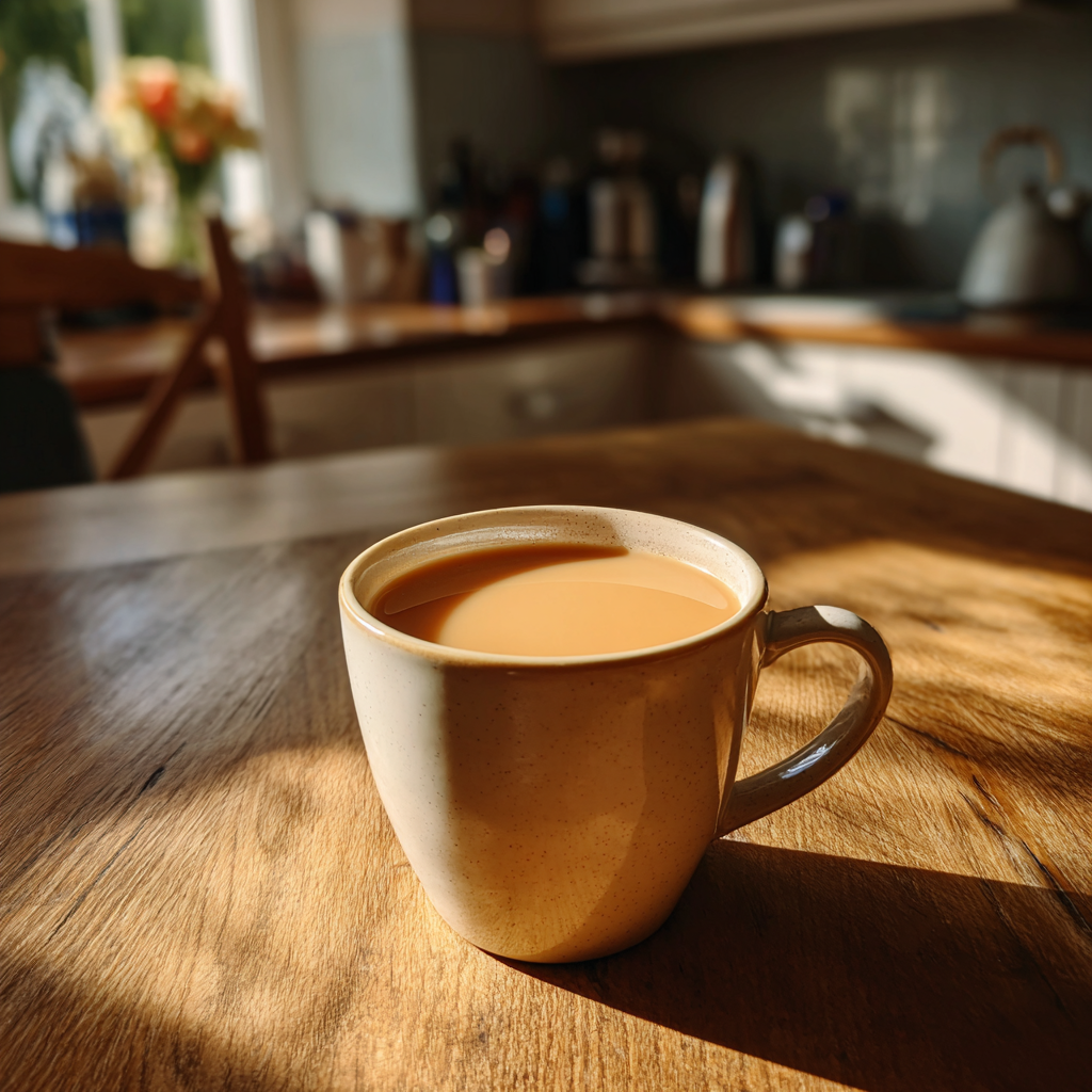 Una taza de té sobre una mesa | Fuente: Midjourney