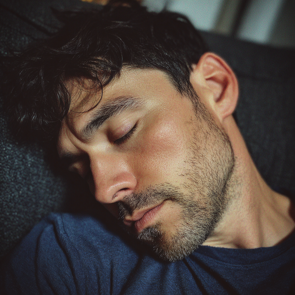Un hombre durmiendo en un sofá | Fuente: Midjourney