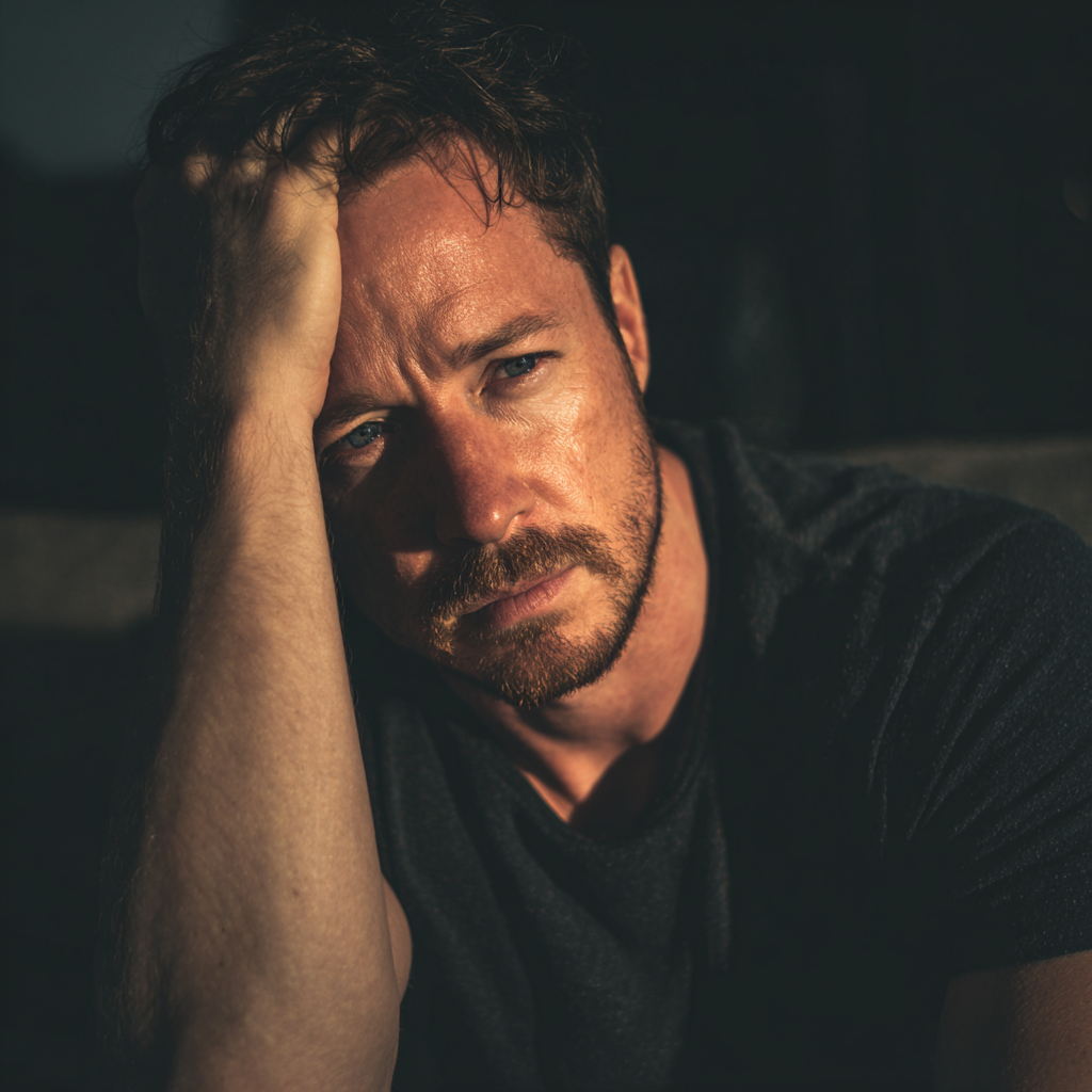 Primer plano de un hombre emocionado | Fuente: Midjourney