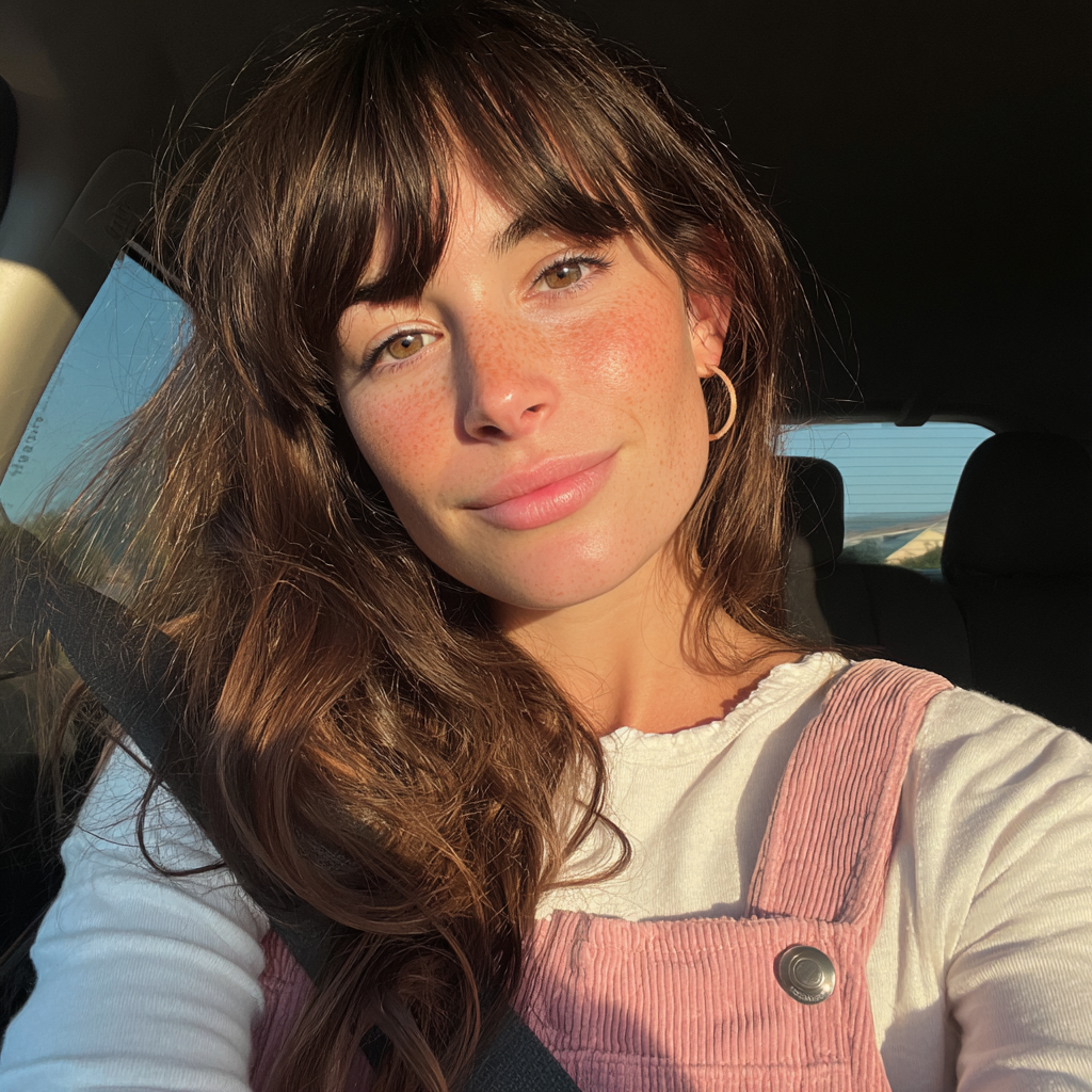 Una mujer sonriente en un automóvil | Fuente: Midjourney