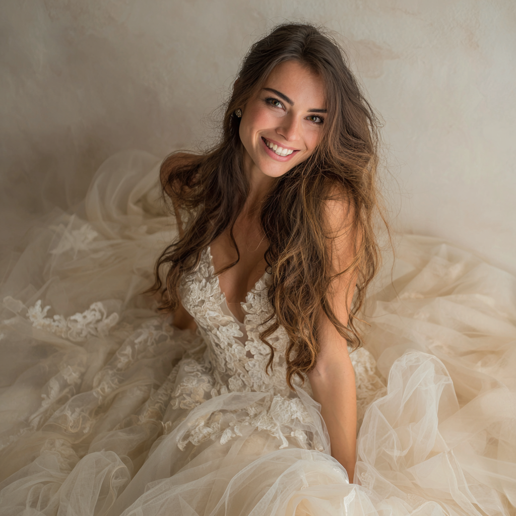 Una novia guapa y sonriente | Fuente: Midjourney