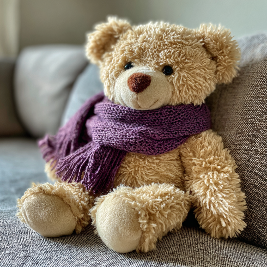 Un peluche en un sofá | Fuente: Midjourney