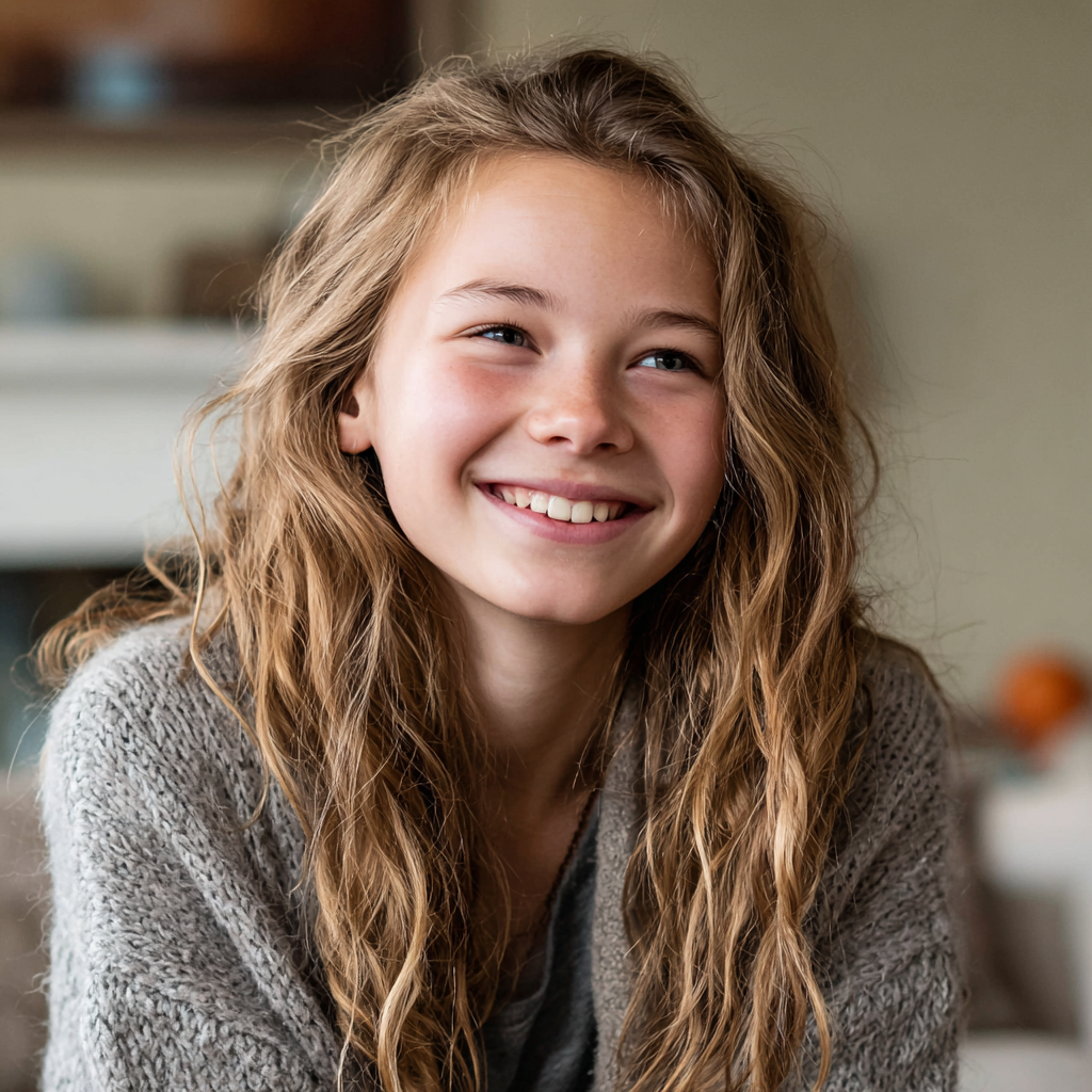 Una niña sonriente | Fuente: Midjourney